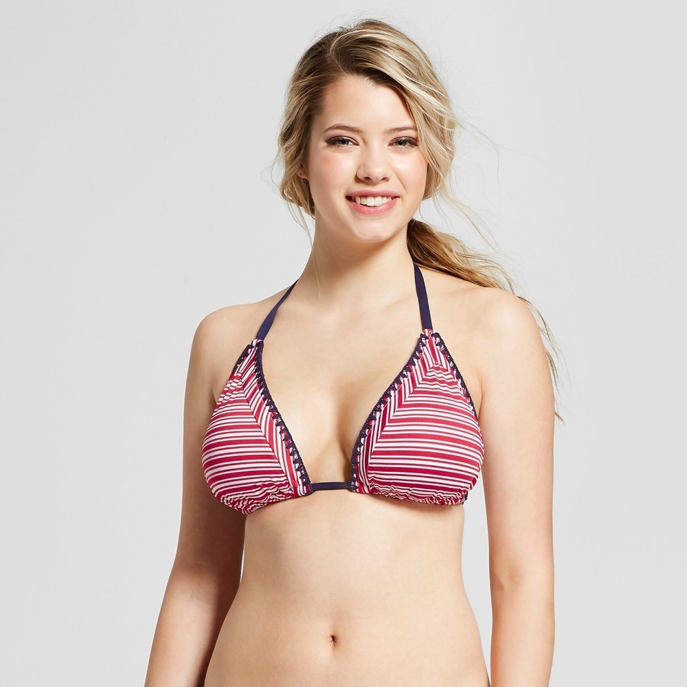2/$20 * Crochet Trim Striped Swim Top* Sz L*NWT